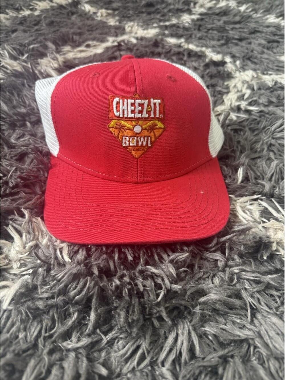 Cheeze It Bowl Hat Cap Adult Adjustable Snap Back Red White Trucker Paramount